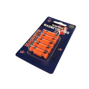 SMALL ORANGE NEODYMIUM PIN MAGNETS| CARDS OF 10