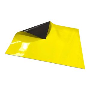 DOUBLE SIDED MAGNETIC 620MM X 500MM MAGNETIC SHEET – YELLOW WITH WRITE ON/WIPE OFF LAMINATE