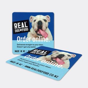 a blue and white gift card